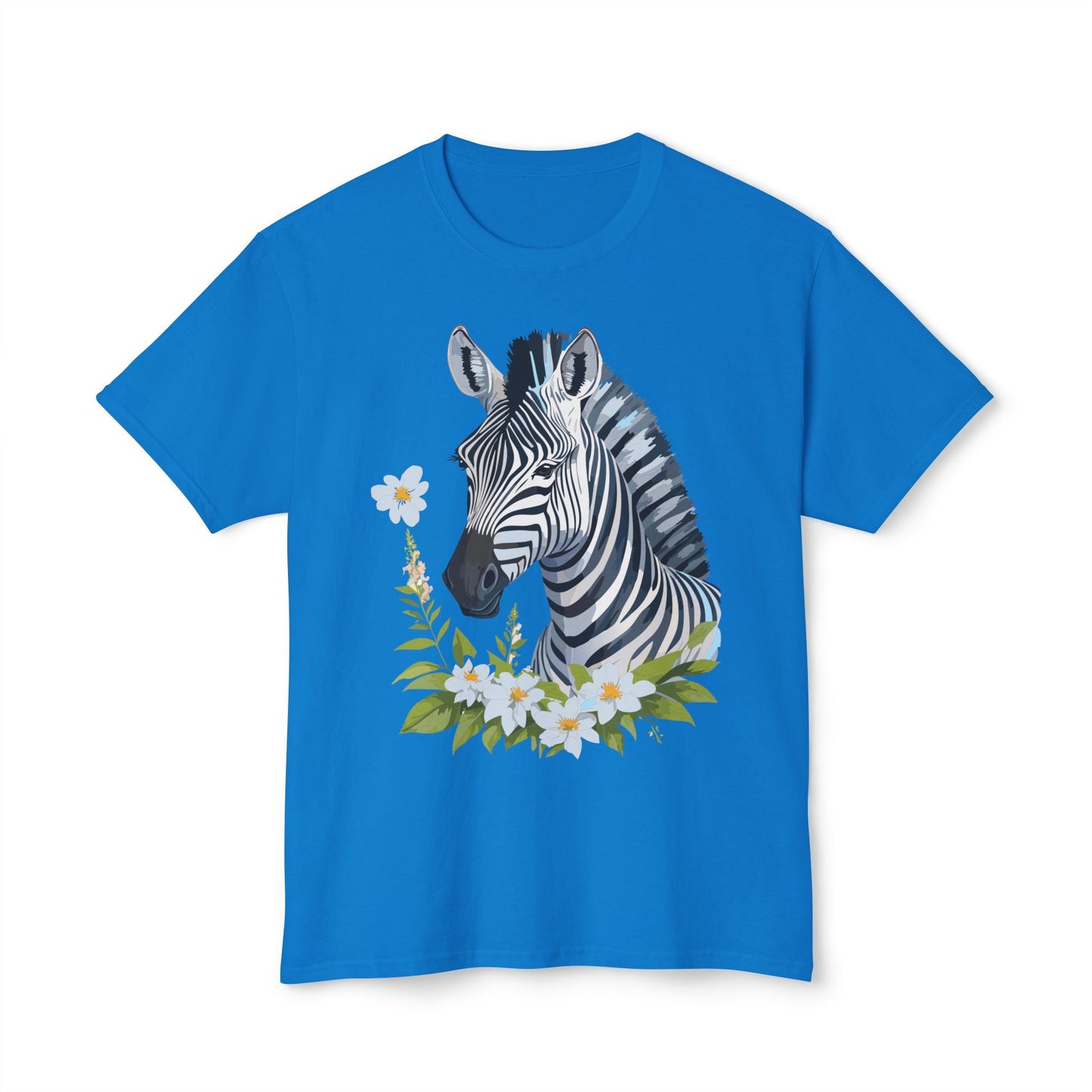 Unisex Zebra Art Print T Shirt 100% Cotton Vintage Floral Tee Made in USA Premium Graphic Tee