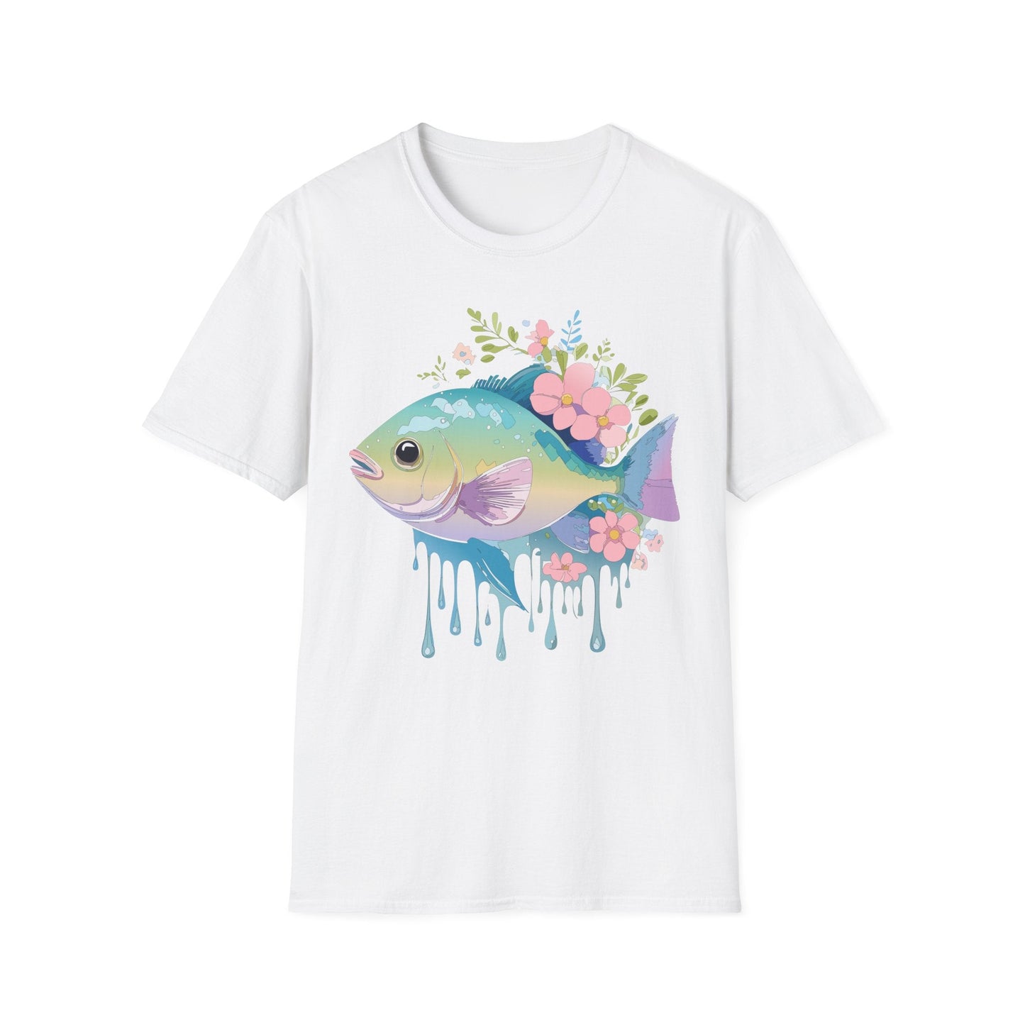 Fish Art Graphic Tee Unisex Gildan Softstyle 64000 100 Percent Ring Spun Cotton Comfortable Tee