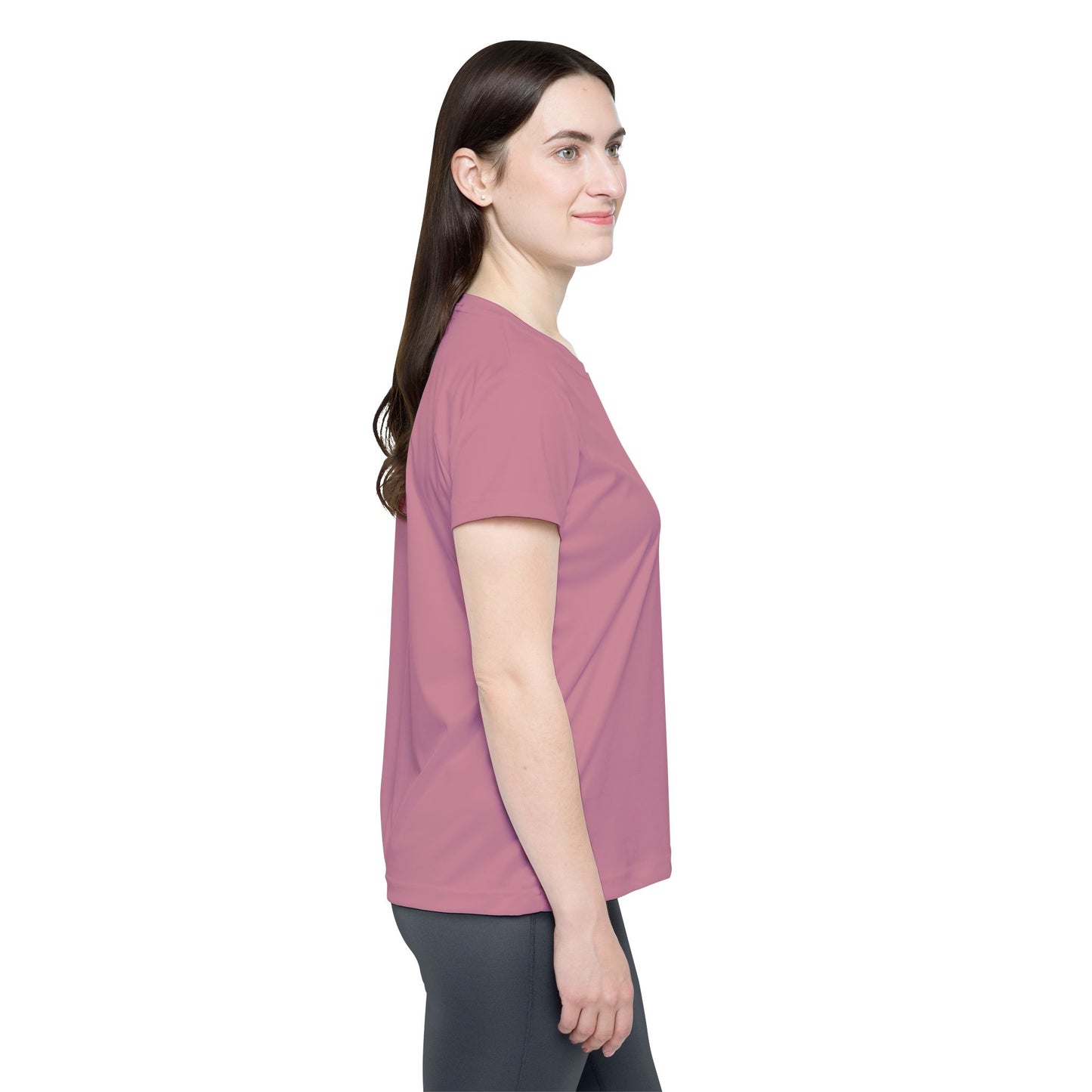 Old Rose Women's Sports Jersey Short Sleeves 100% Poly Solid Rose Mauve Color Print Athletic Tee