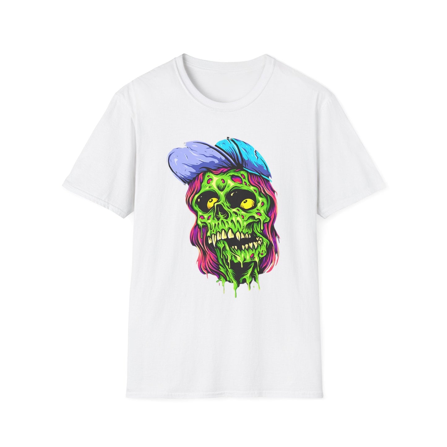 Unisex Skull Tee Shirt With Skeleton Artwork Gildan Softstyle 64000 Ring Spun Cotton