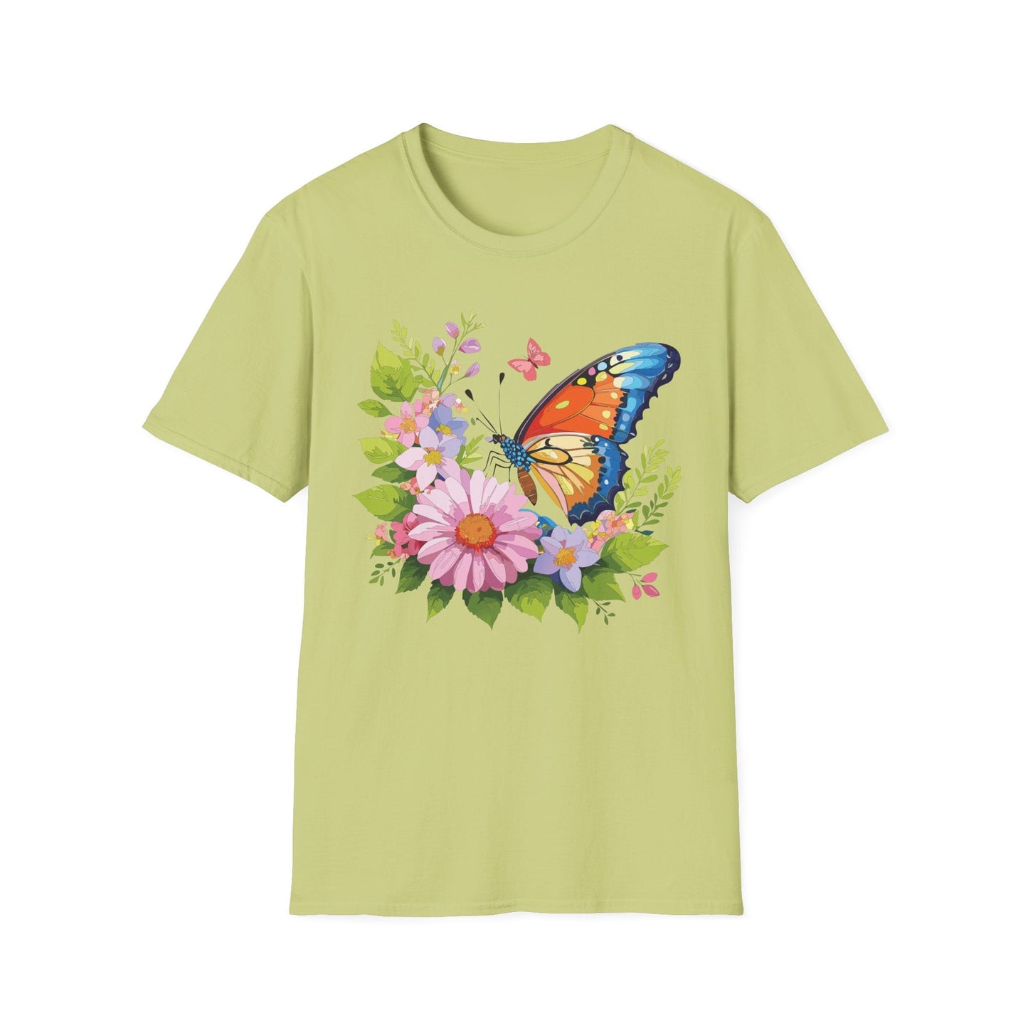 Butterfly T Shirt Unisex Short Sleeve Gildan Softstyle 64000 Monarch Butterfly Design Graphic
