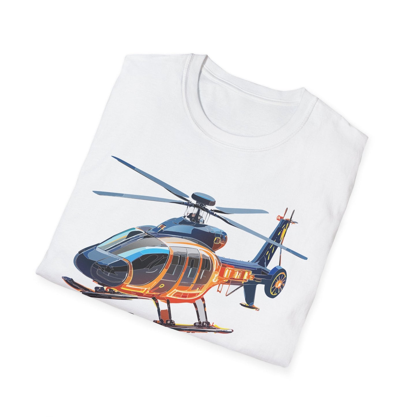 Unisex Helicopter Graphic T Shirt Softstyle 64000 Short Sleeve Chopper Tee For Everyday Comfort