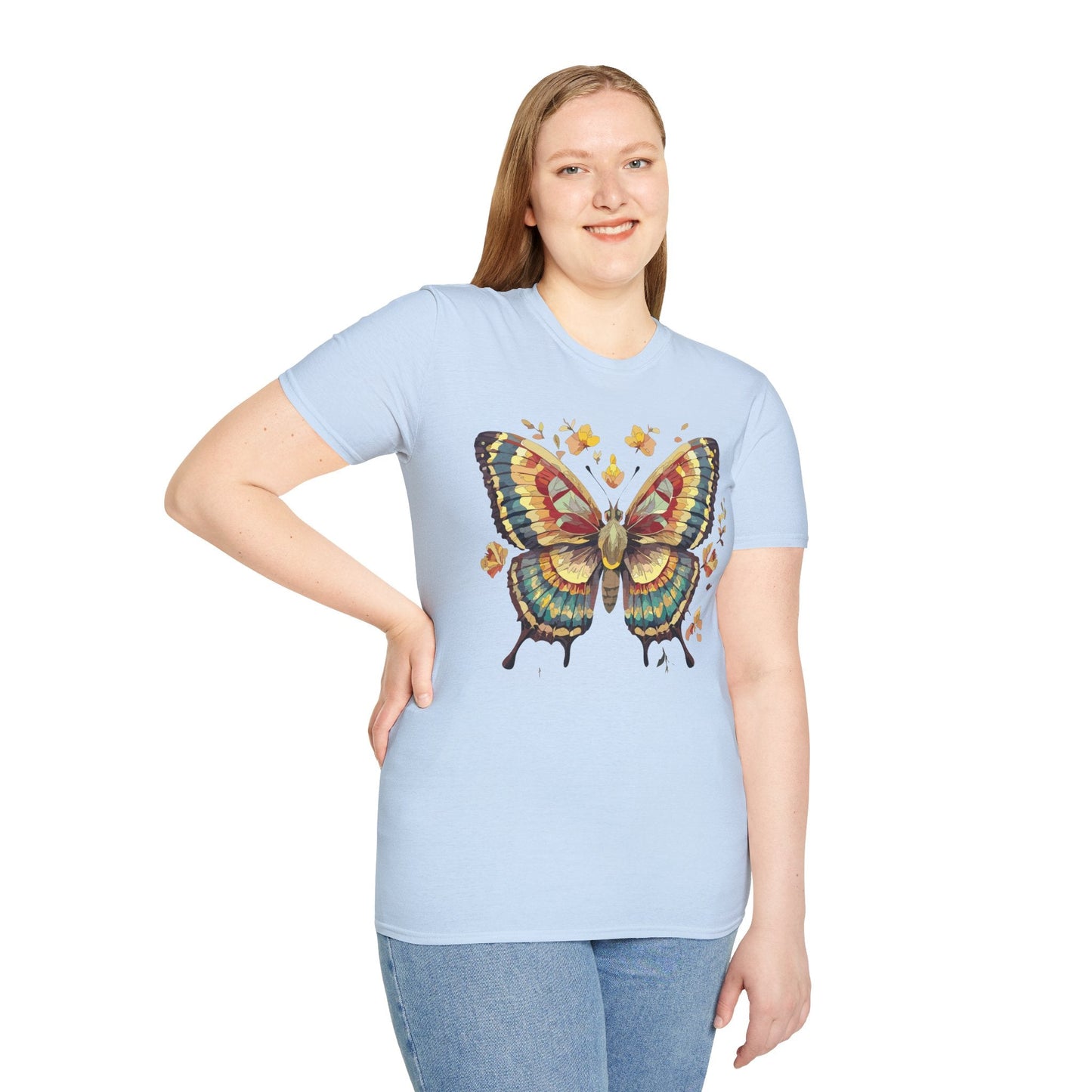Butterfly Graphic T Shirt Unisex Gildan Softstyle 64000 Monarch Design Lightweight Everyday Wear