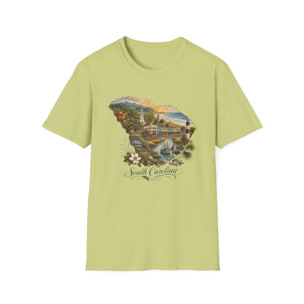 South Carolina State Travel Tourist Graphic Design Unisex 100 Cotton Gildan T-Shirt