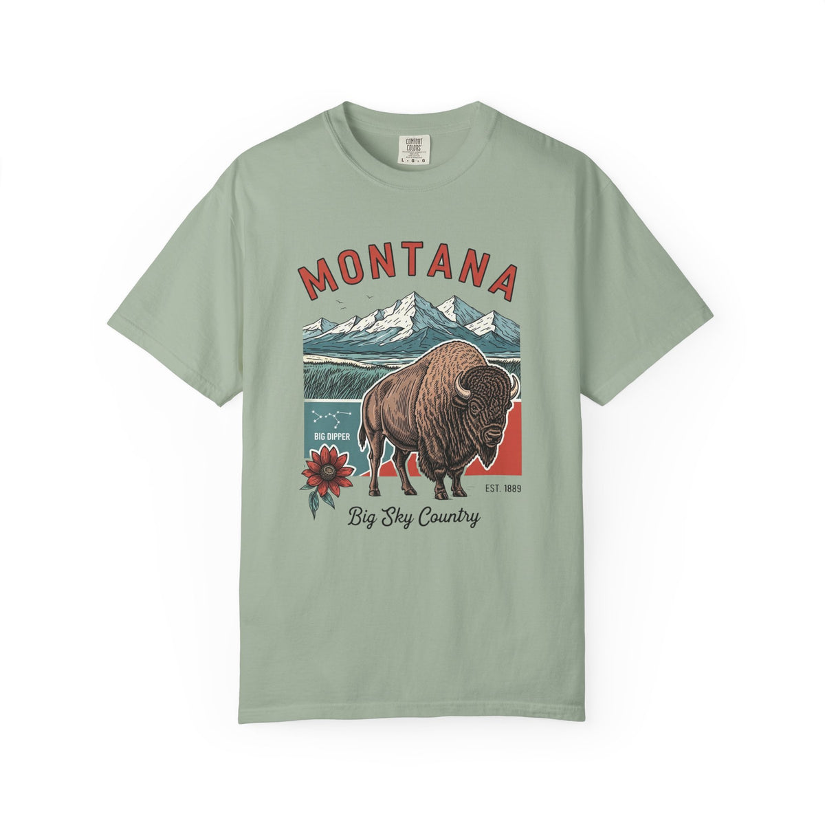 Montana Graphic Unisex Heavyweight Garment-Dyed Travel Tourist Graphic Gift Tee 100 Cotton Comfort Colors T-Shirt