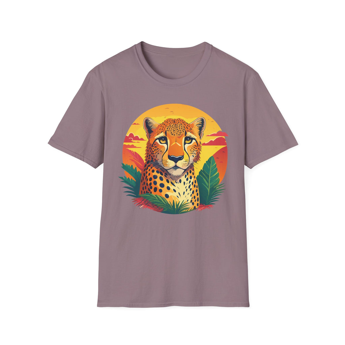 Cheetah Sunset Illustration T-Shirt | Retro Wildlife Tee