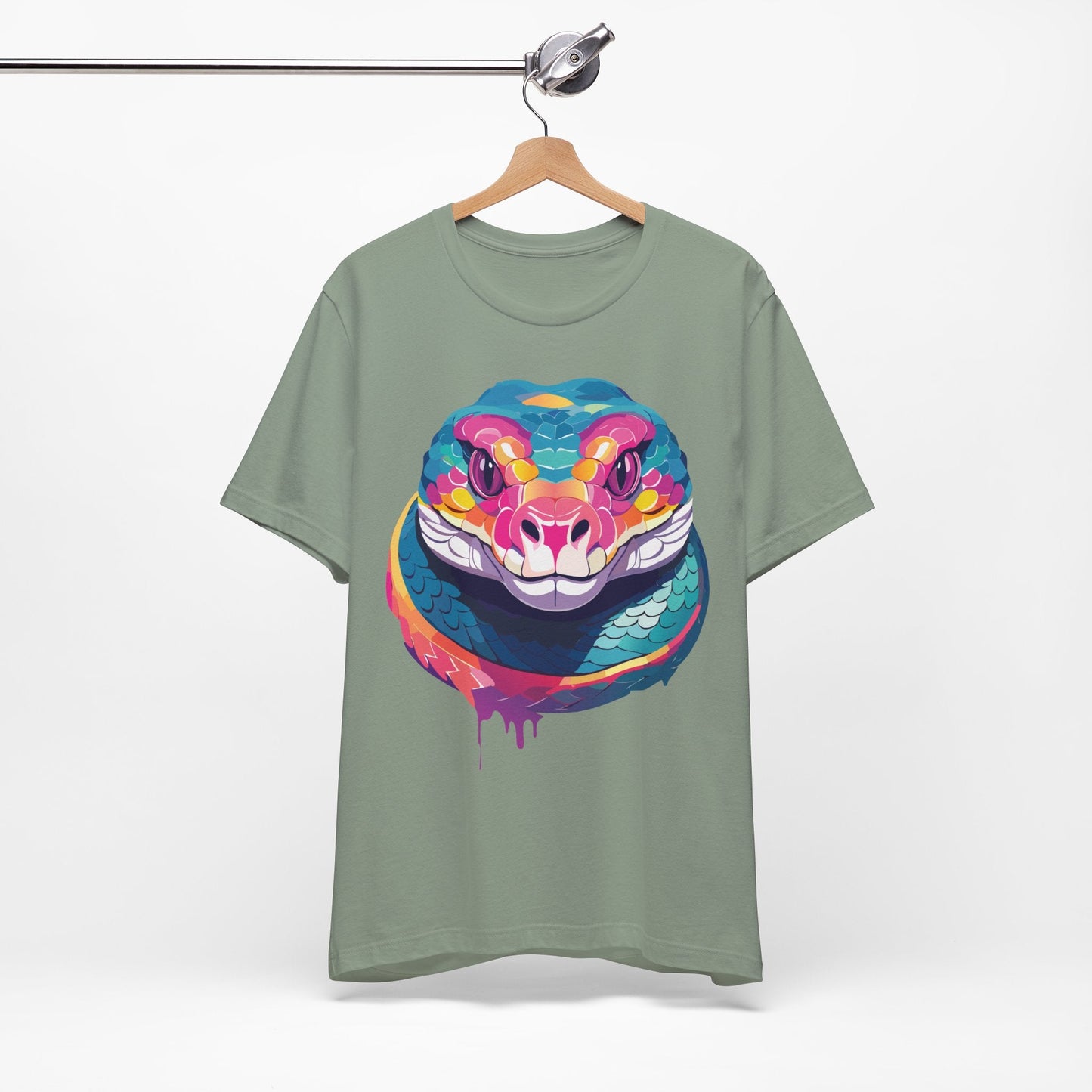 Unisex Animal Tee Shirt With Art Design, Wild Animals Short Sleeve Graphic Tee For Everyday Wear