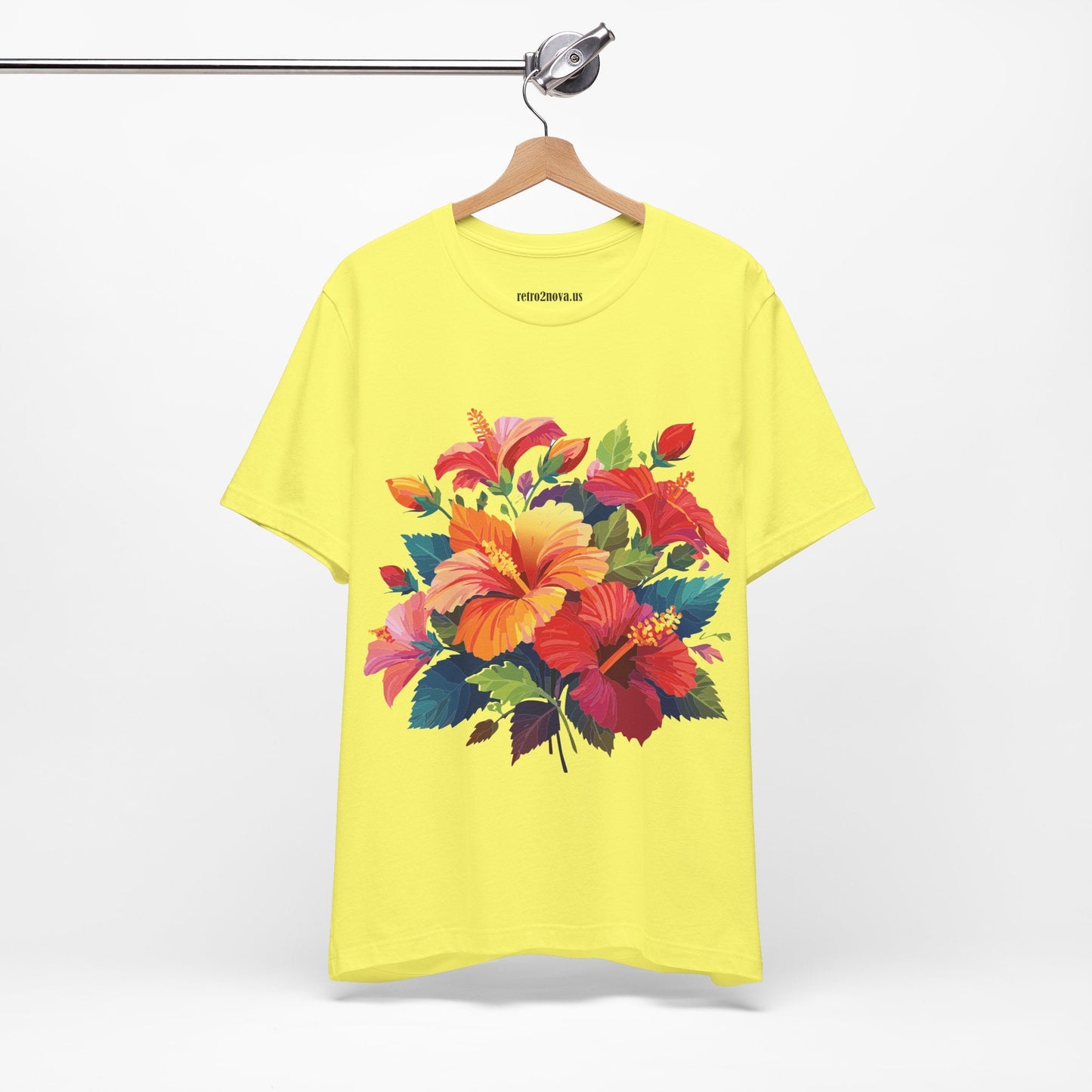 Retro2Nova Floral Shirt Unisex Jersey Short Sleeve Tee From Flowers Collection Bold Vibrant Design