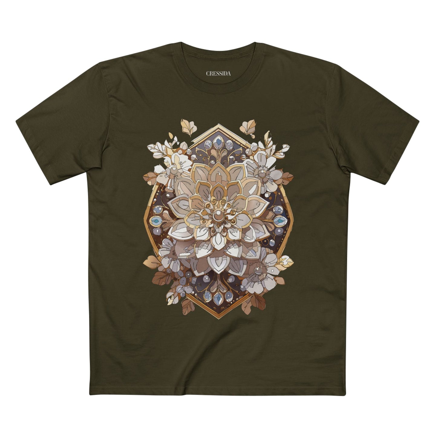 Floral Graphic T-Shirt Unisex 100 Cotton Art Design with Antique Flowers Tee 15