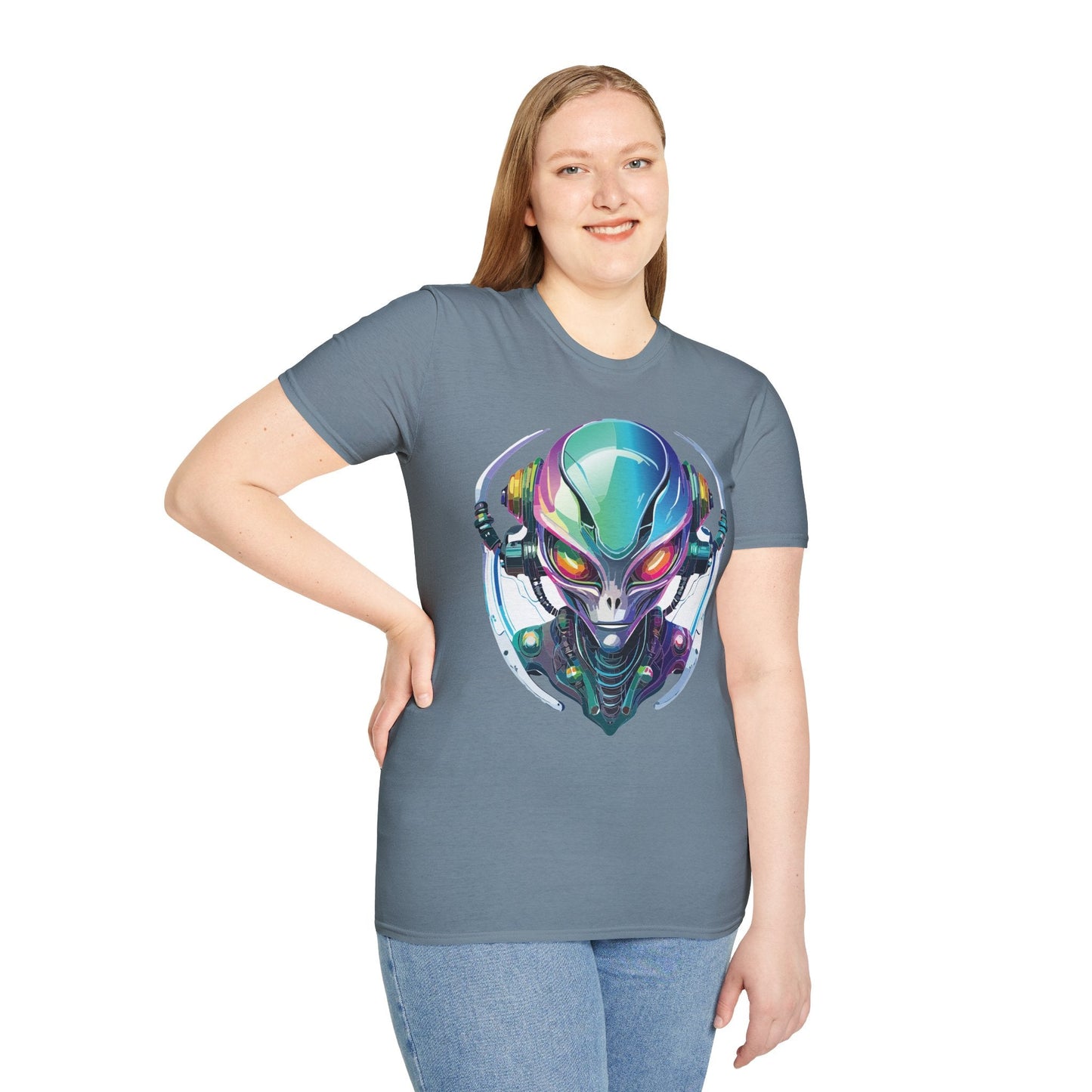 Alien Graphic Unisex Cotton Softstyle UFO Artwork Tee 3