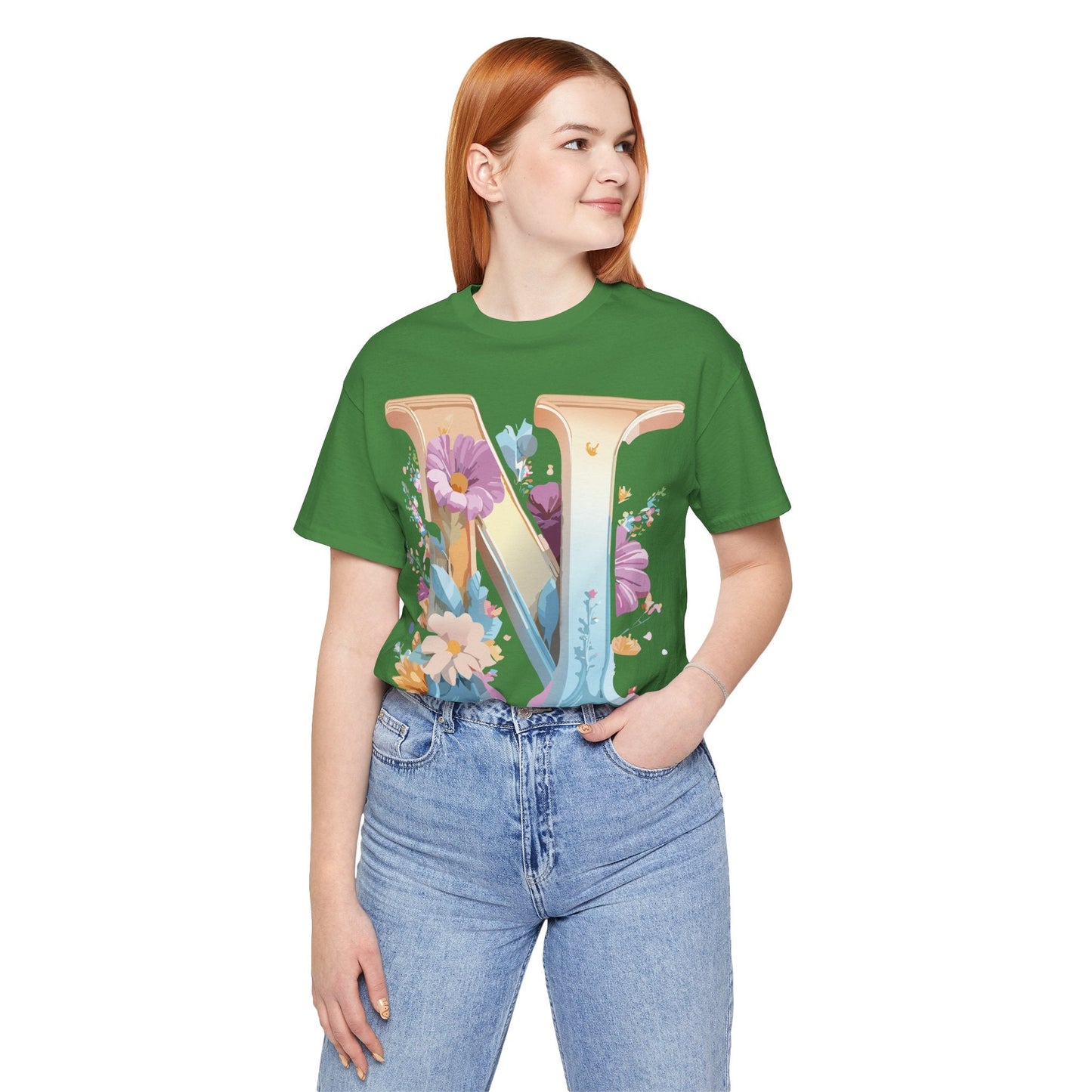 Letter N Shirt Unisex Graphic Tee By Adelpha Vintage Inspired Artwork Short Sleeve