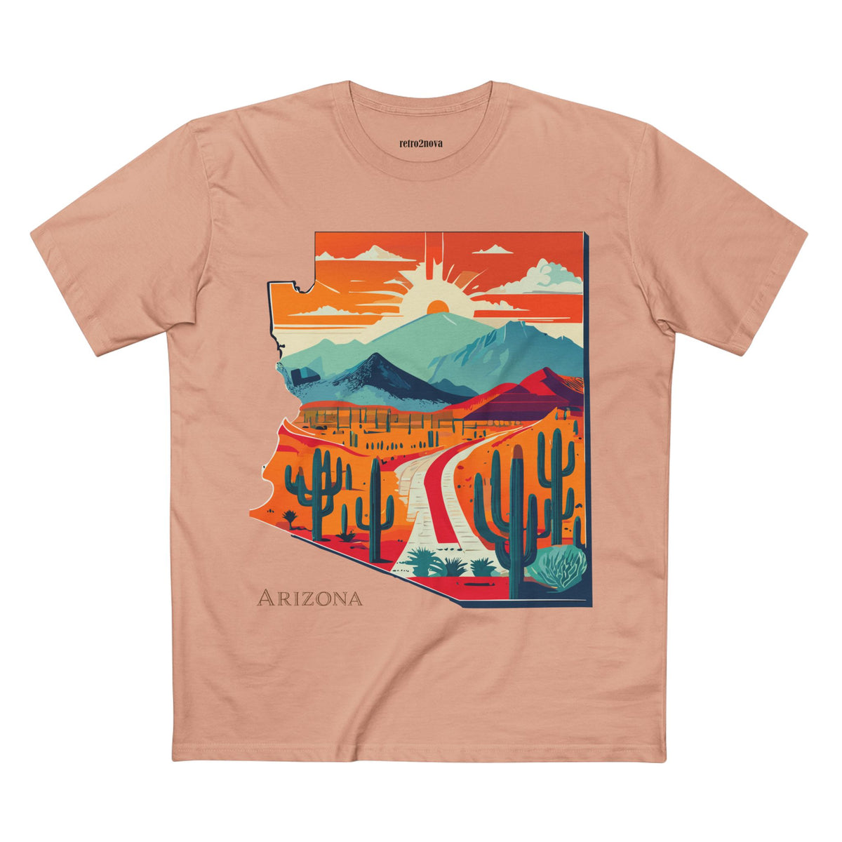 Arizona Desert Road Trip Tee | Retro Sunset Cactus Scenic Mountain Design
