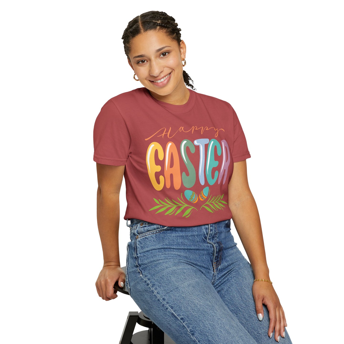 Happy Easter T-Shirt, Tee Shirt with Easter Signature, T Shirt with Easter Prints, Tee Shirt with Easter Design