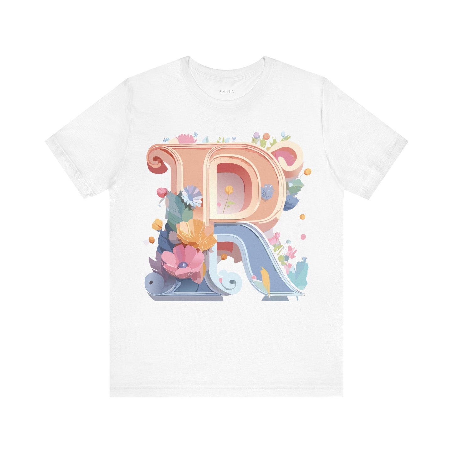 Letter R  Graphic Tee Unisex Short Sleeve Vintage Art Design Tee