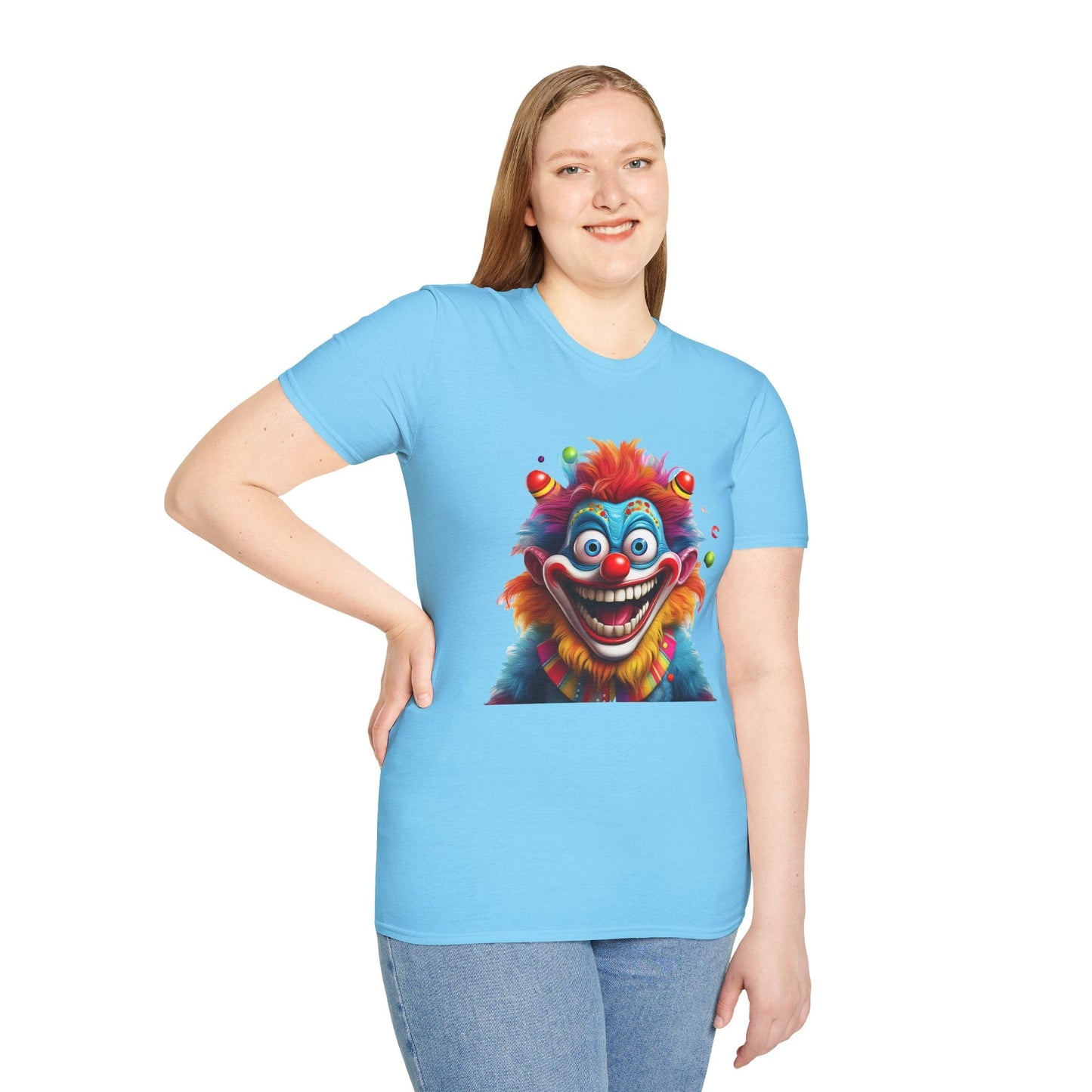 Clown Themed Unisex T Shirt Funny Man Circus Scary Man Tee Gildan Softstyle 64000 Cotton