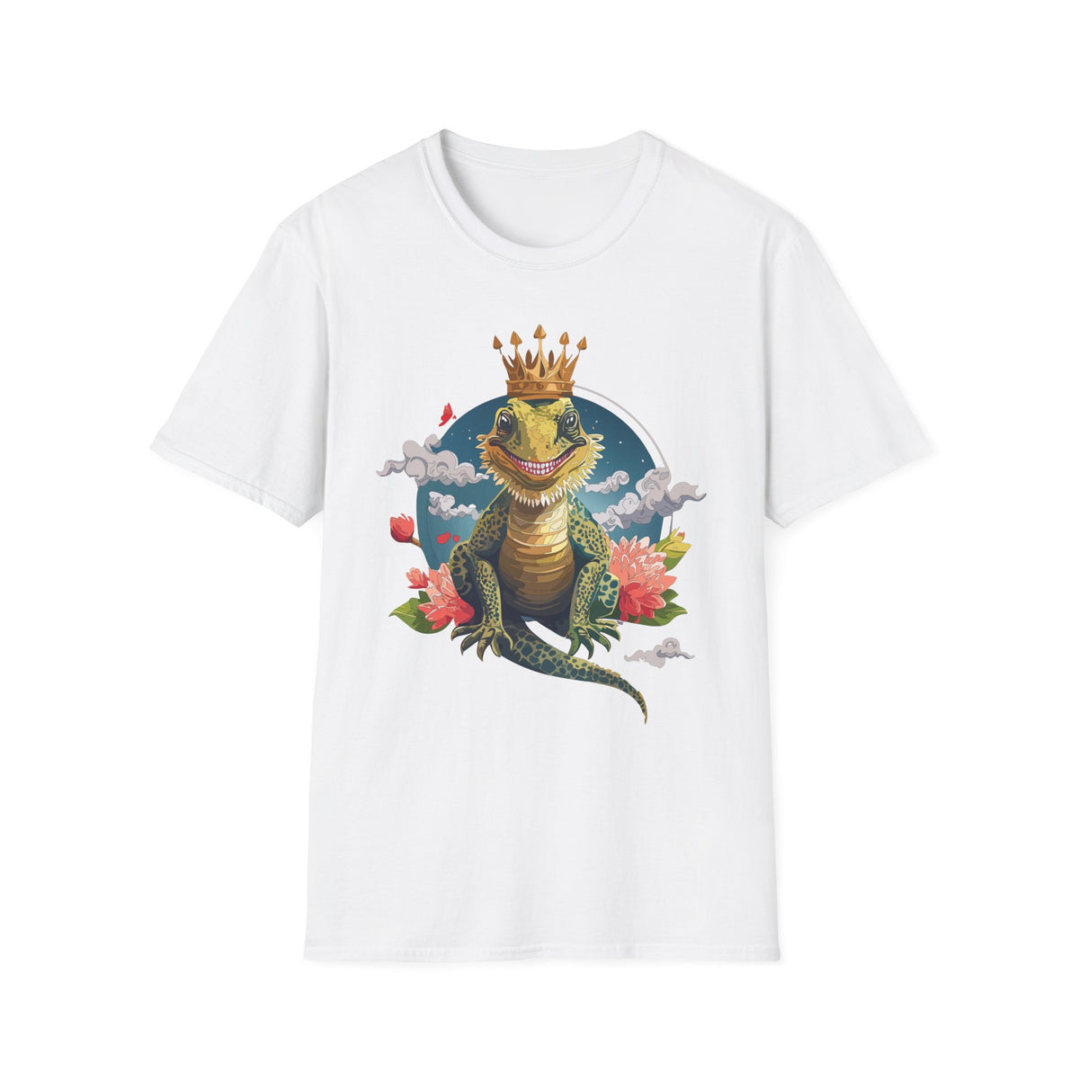 Crowned Lizard King T-Shirt | Royal Gecko Illustration