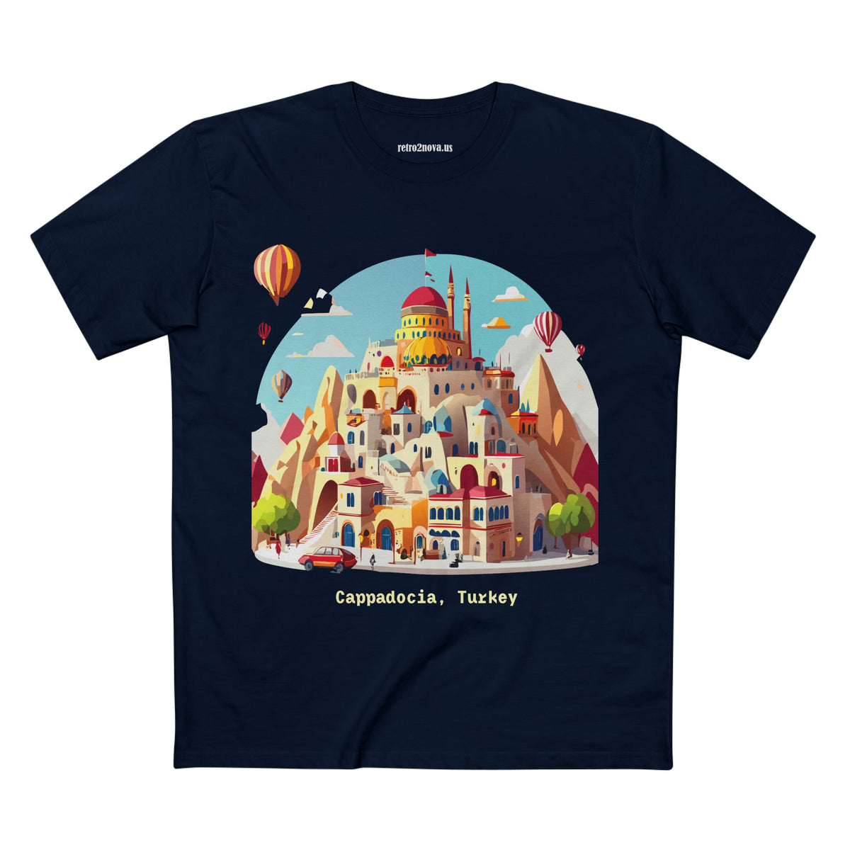 Cappadocia Cartoon Landscape T-Shirt | Turkey Hot Air Balloons