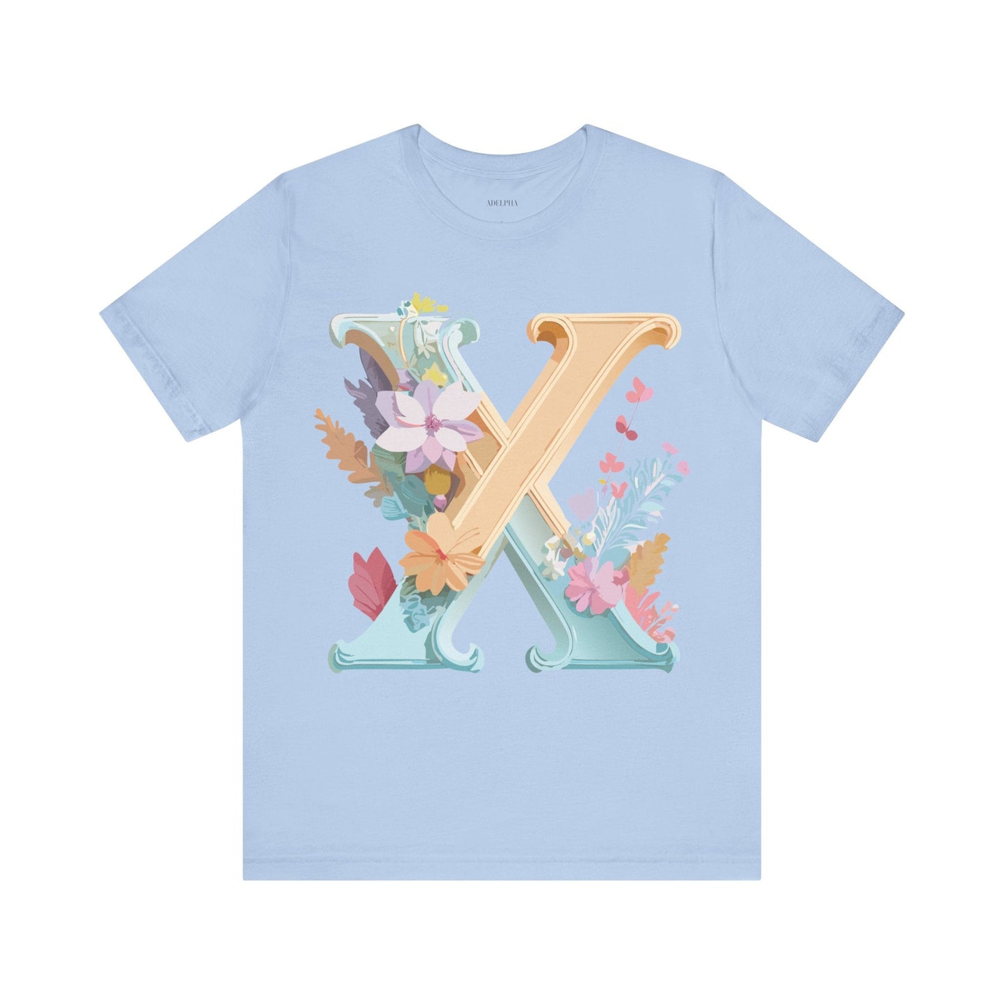 Letter X Shirt Unisex Graphic Tee Adelpha Vintage Inspired Artwork Short Sleeve Edition
