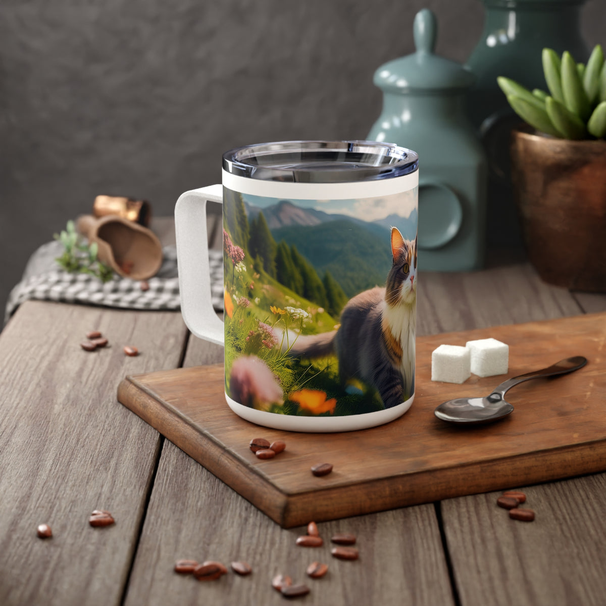 11 Art Design Insulated Coffee Mug Clear Lid 10oz Insulated Coffee Mug 10oz