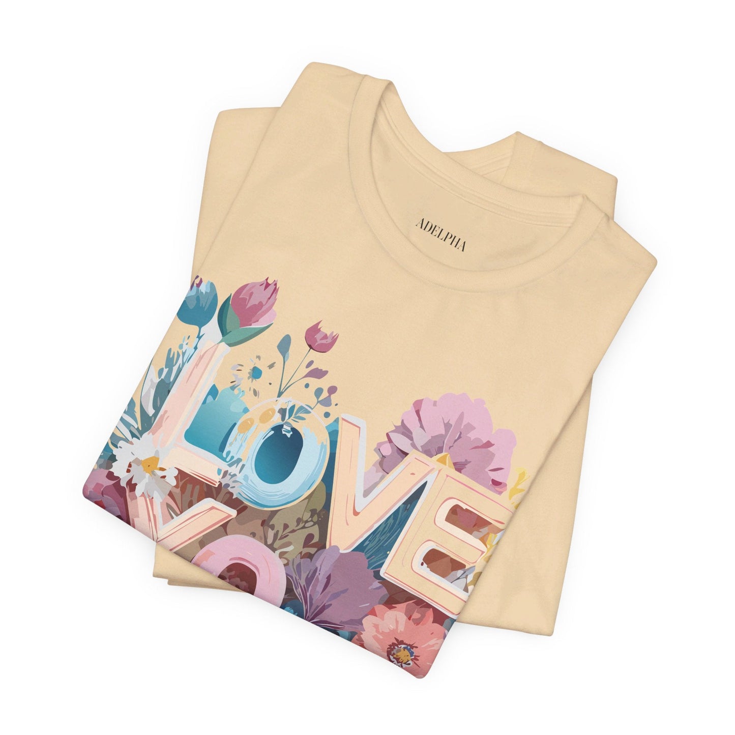 Valentine Day Graphic Unisex 100 Cotton Vintage Artwork with Love and Flower Design Tee 37