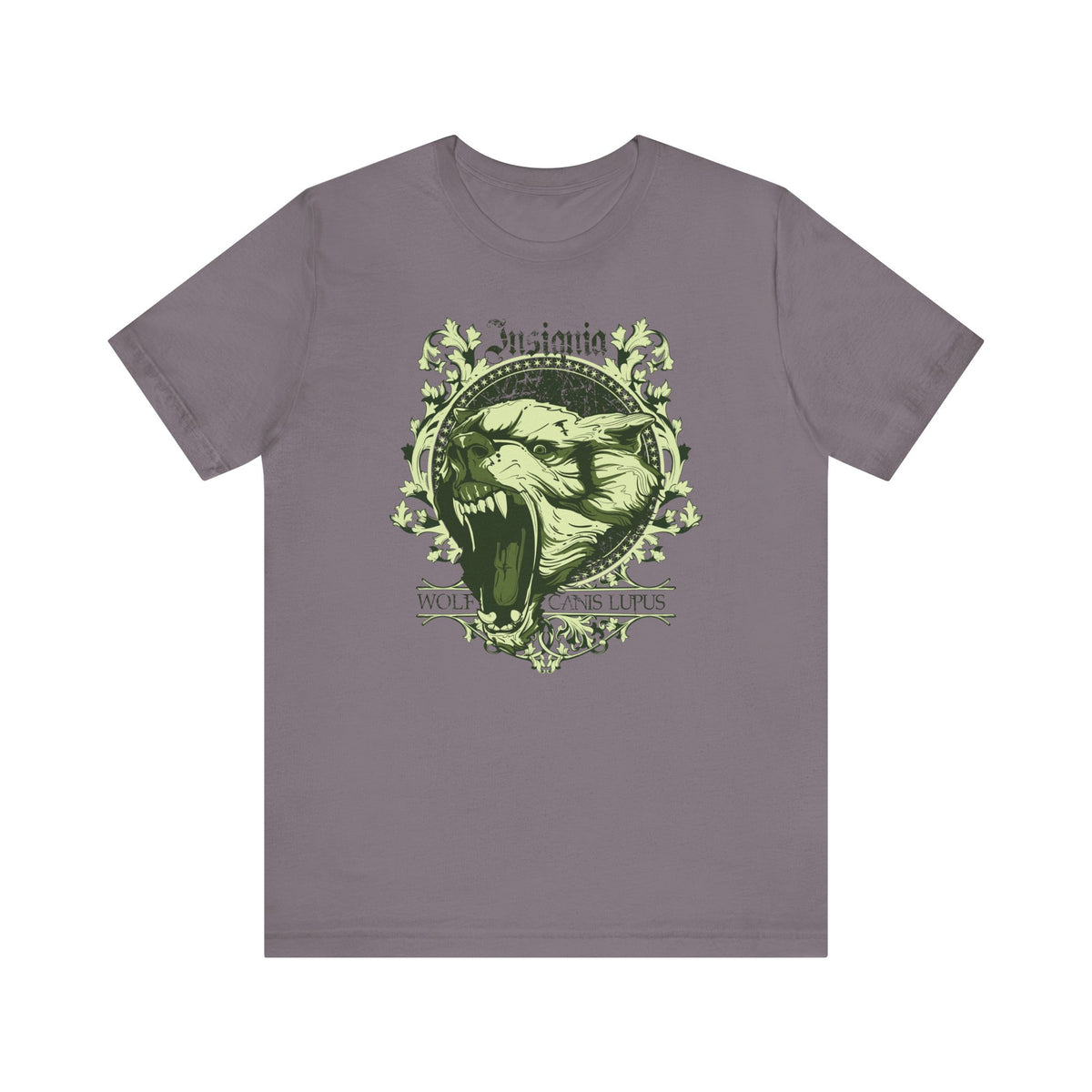 Howling Wolf Skull Tee Gothic Vintage Crest Green Graphic Unisex Cotton Shirt Art-54