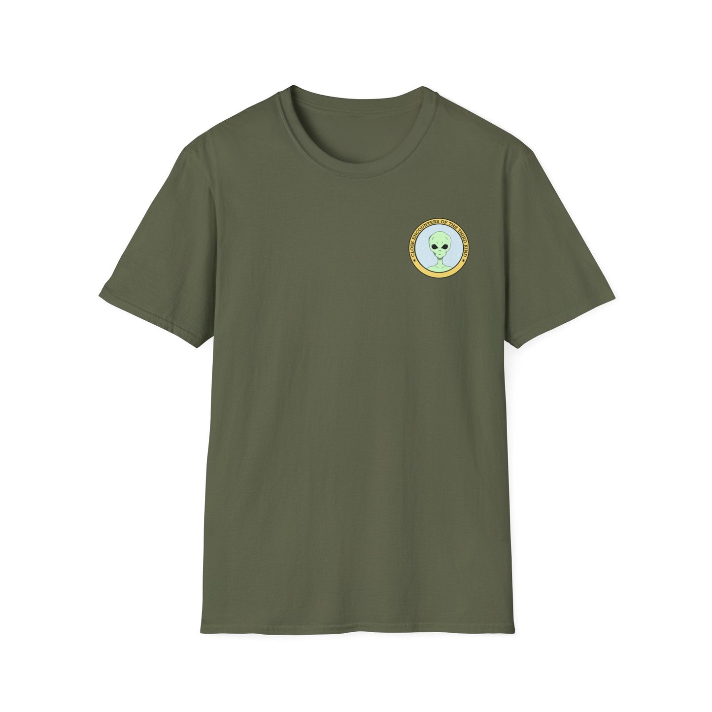 Alien Badge TShirt  Small Chest Logo I Believe Retro Space Tee