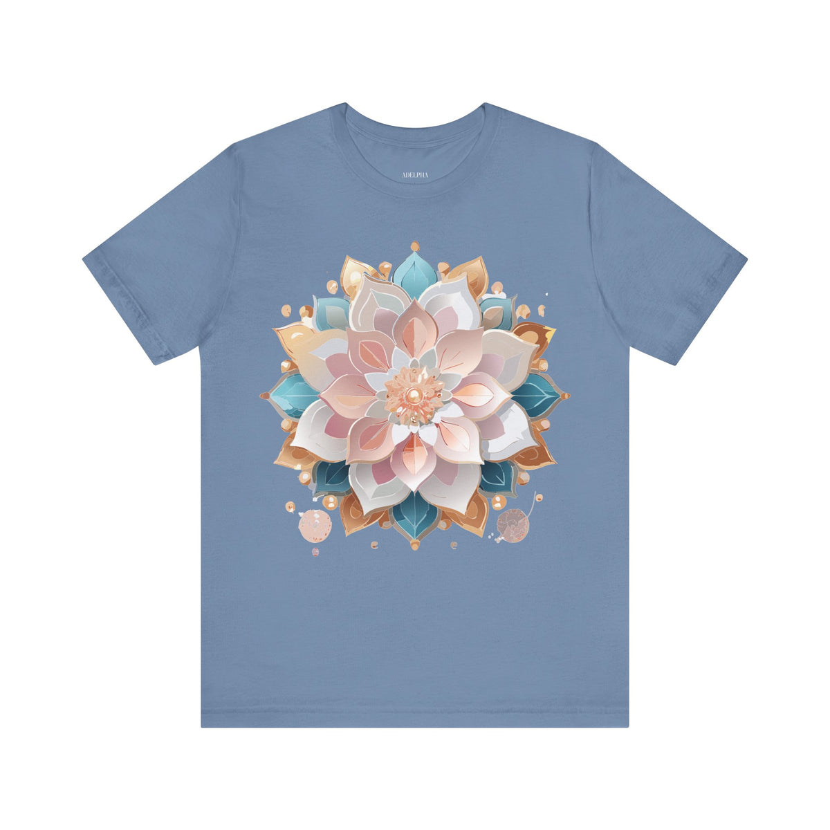 Mandala Graphic Unisex Cotton Bella+Canvas Tee with Floral Art Design d24