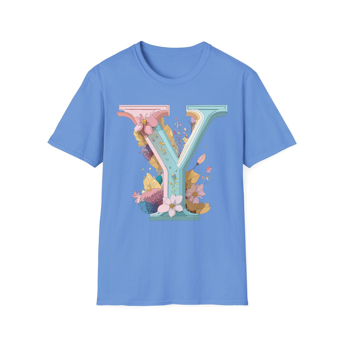 Floral Letter V T-Shirt | Pastel Monogram Tee