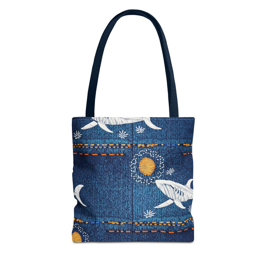 Denim Fabric Imitation Print Unisex Canvas Bag Poly Spun 3 Sizes Tote Bag 182-17