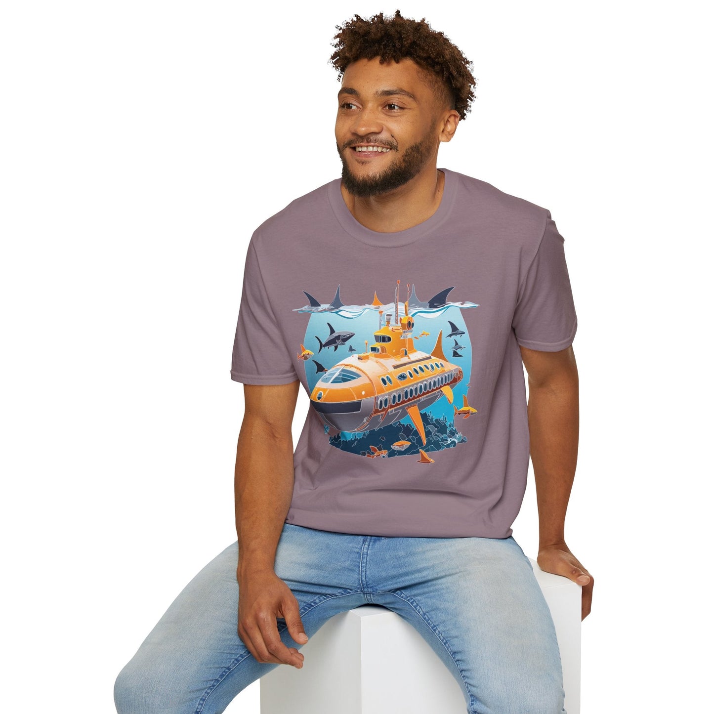 Ocean Themed Unisex Gildan Softstyle 64000 Short Sleeve T Shirt With Ocean Art Design