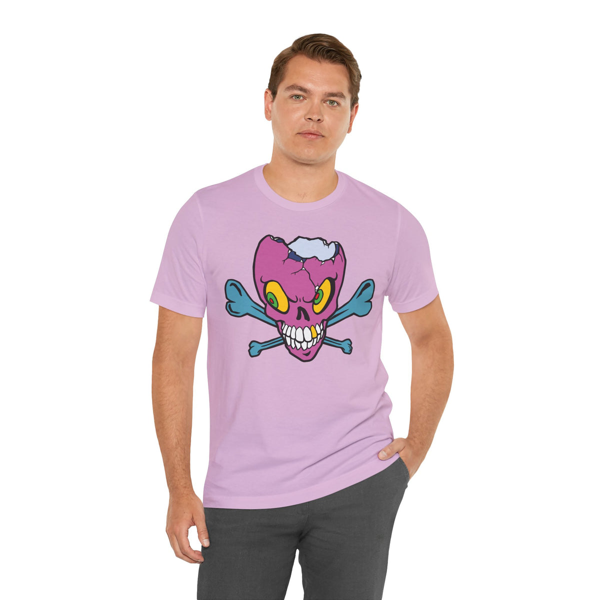 Purple Skull Graphic Design Tee, Skull Shirt, Vintage Tees, Art Design T-Shirt, Vintage Graphic Tee, Art Shirts with Skulls 5
