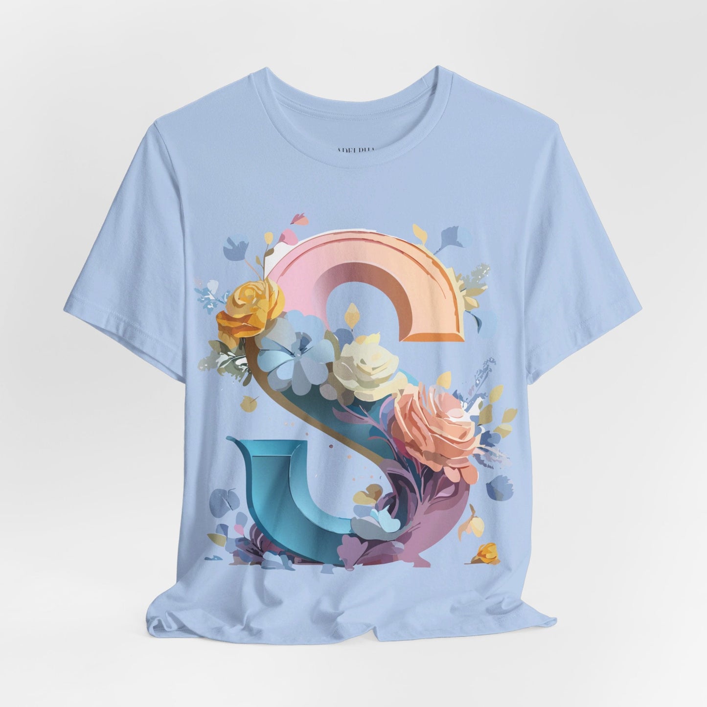 Letter S Graphic Tee Unisex Short Sleeve Shirt Adelpha Vintage Inspired Art Design