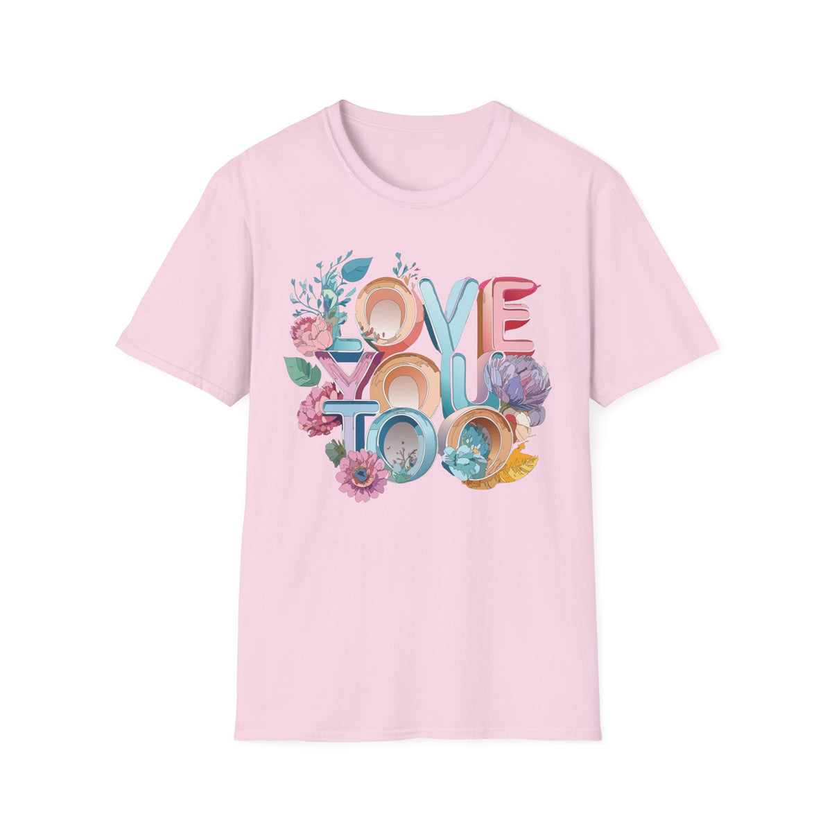 Love You Floral Typography T-Shirt | Pastel Retro Letters