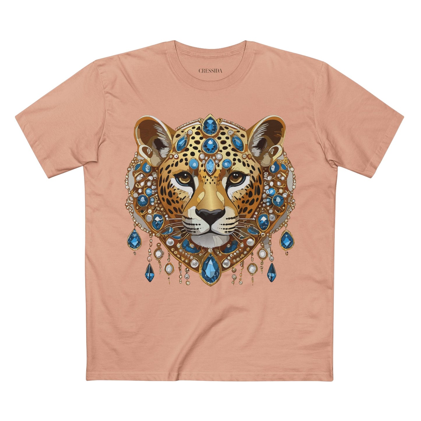 Cheetah Graphic Unisex 100 Cotton Tee With Unique Animal Golden Medallion Art Design 46