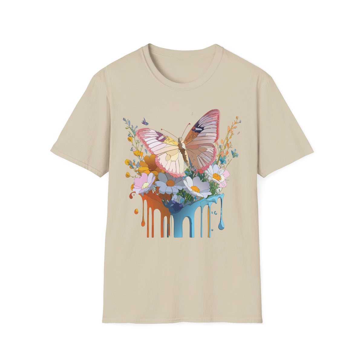 Butterfly Floral Drip Graphic Tee Unisex 100 Cotton Gildan T-Shirt
