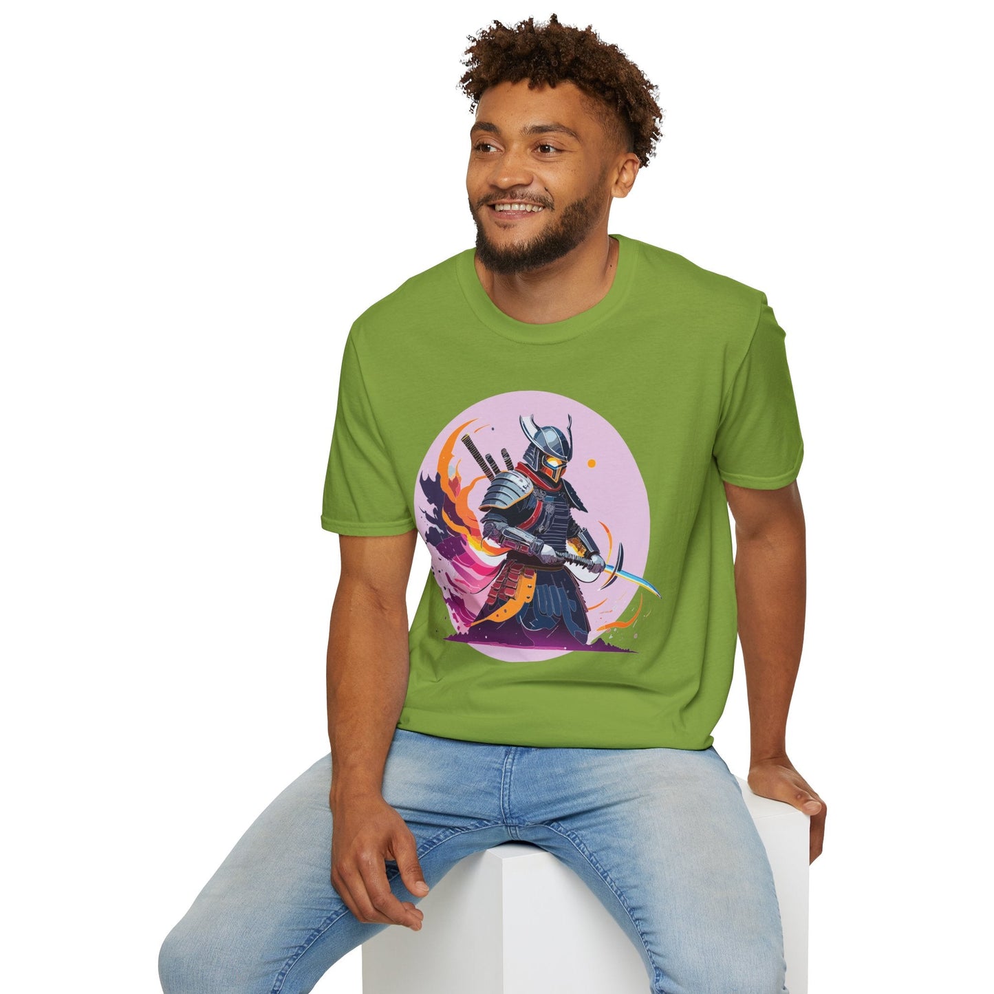 Samurai Shirt Unisex Short Sleeve Tee With Samurai Print Softstyle Gildan 64000 Ring Spun Cotton