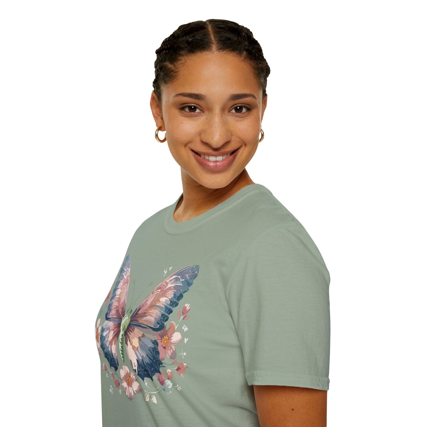 Butterfly Print T Shirt Monarch Unisex Gildan Softstyle 64000 Cotton Tee For Everyday Comfort