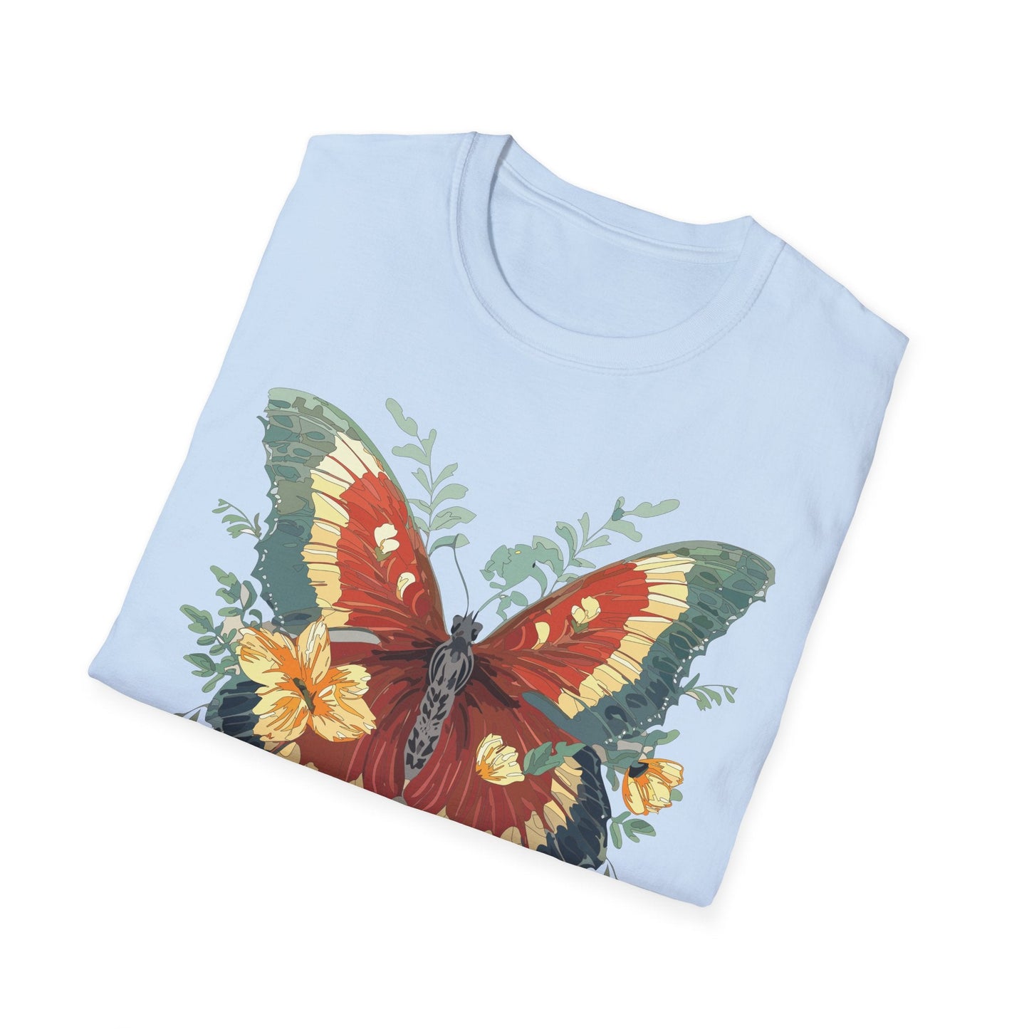 Butterfly T Shirt Unisex Gildan Softstyle 64000 Comfort Monarch Design 100 Percent Cotton