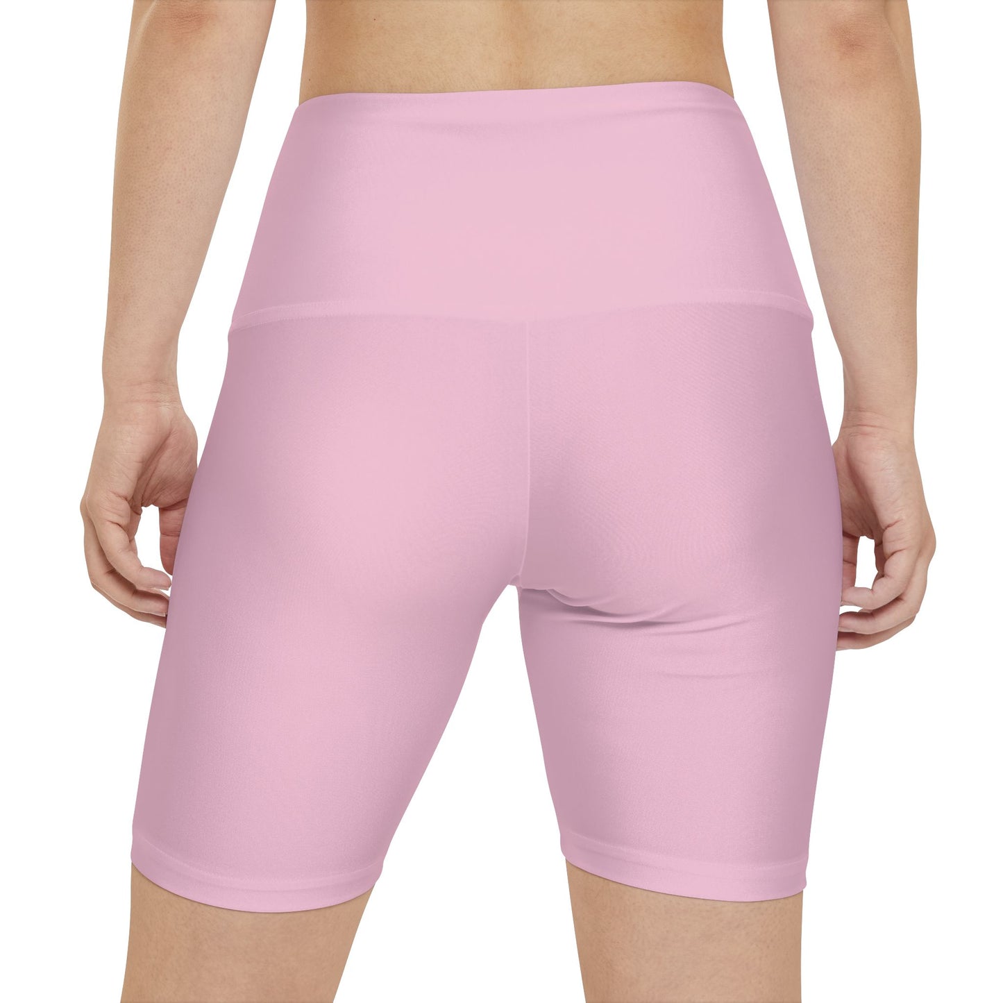 Pastel Petal Pink Women's Workout Shorts — Solid High-Waist Biker Shorts for Exercise & Everyday Wear