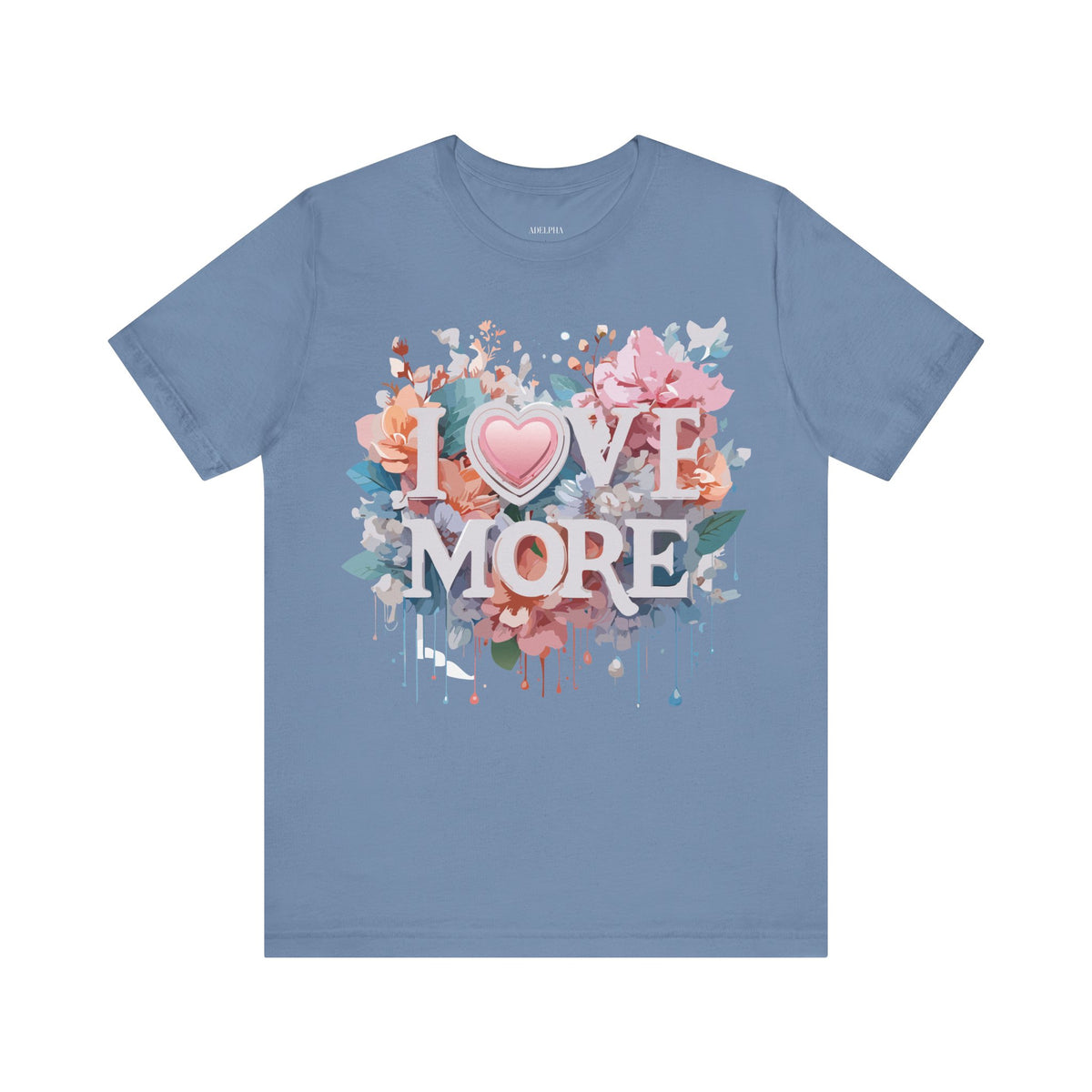 Valentine's Day Graphic Unisex Cotton Bella+Canvas Tee with Floral Art Design d114