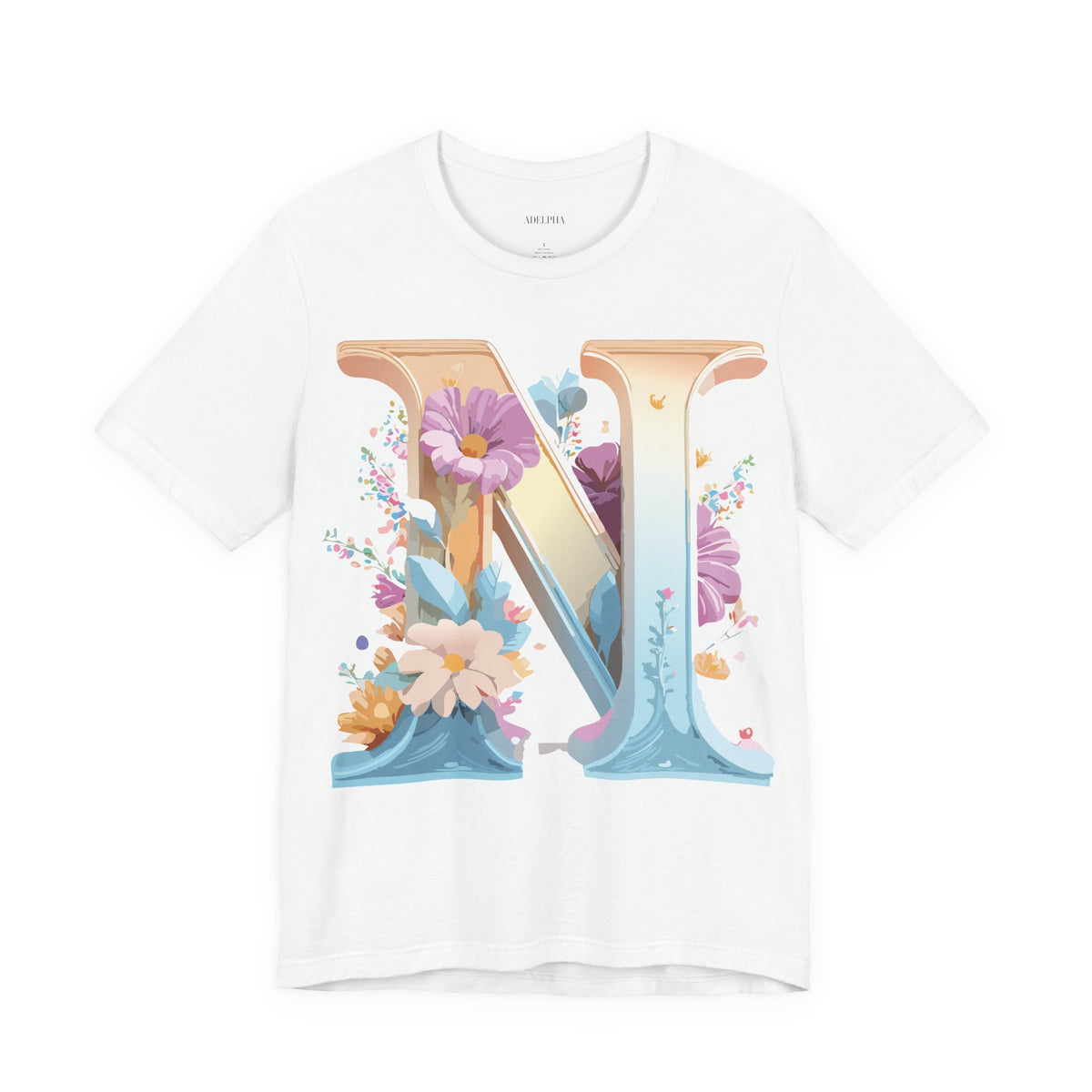 Letter N Graphic Unisex Cotton Bella+Canvas Tee with Art Letter Design