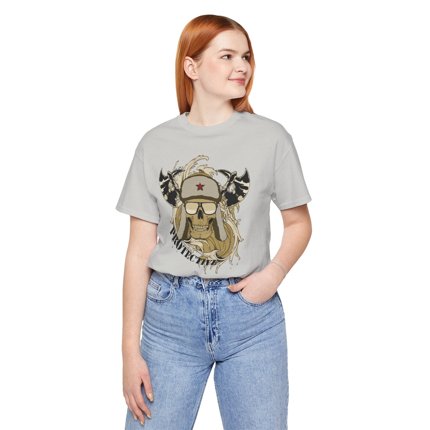 Viking Skull Graphic with Horned Helmet T-Shirt Captain Design Tee Art-41