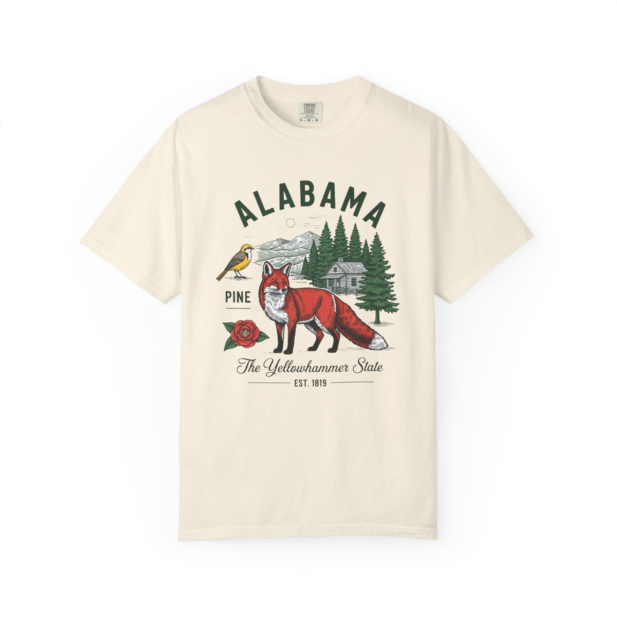 Alabama Graphic Unisex Heavyweight Garment-Dyed 100 US Cotton Tee Relaxed Fit - 3