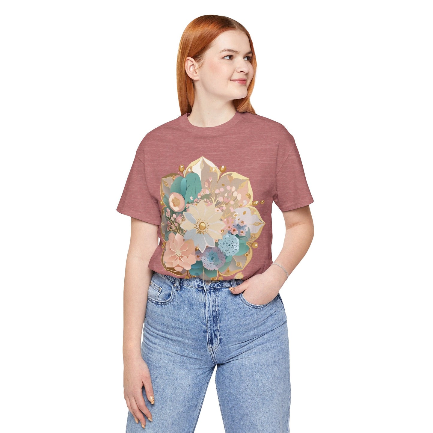 Mandala Graphic Unisex 100 Cotton Vintage Floral Artwork Tee 15