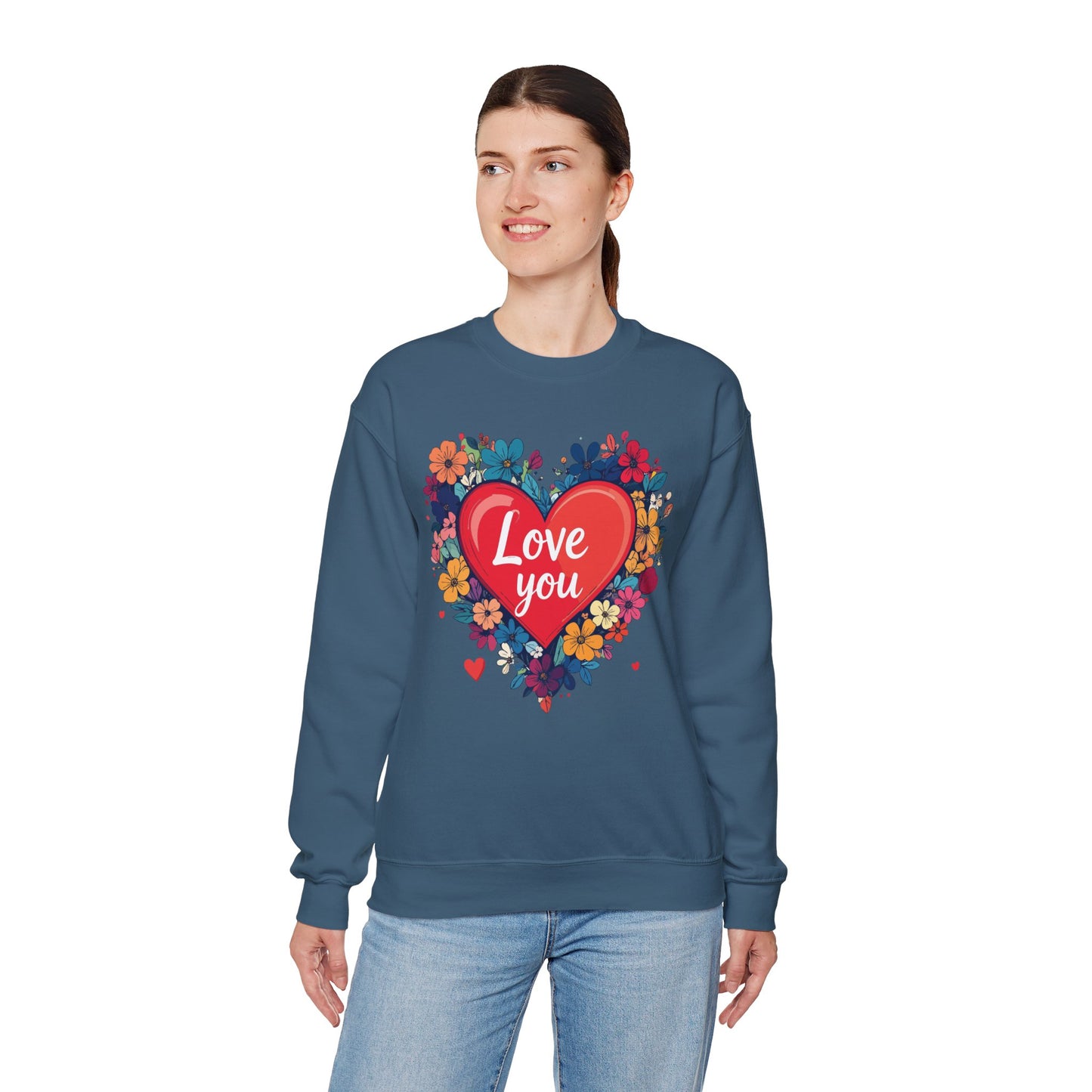 Big Heart Sweatshirt, Floral Heart Sweatshirt, Floral Love Sweatshirt, Valentine's Day Sweatshirt, Heart Floral Sweatshirt 107