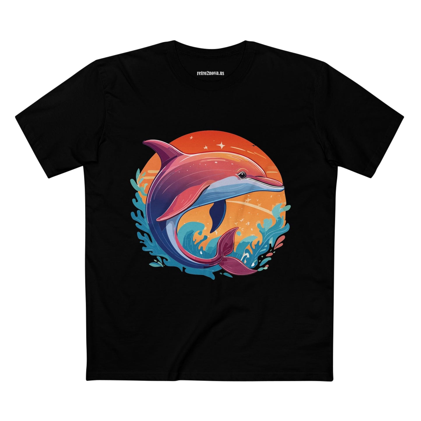 Dolphin Art Shirt for Men and Women Unisex Premium Cotton Tee Featuring Marine Life Illustration by Retro2Nova Collection