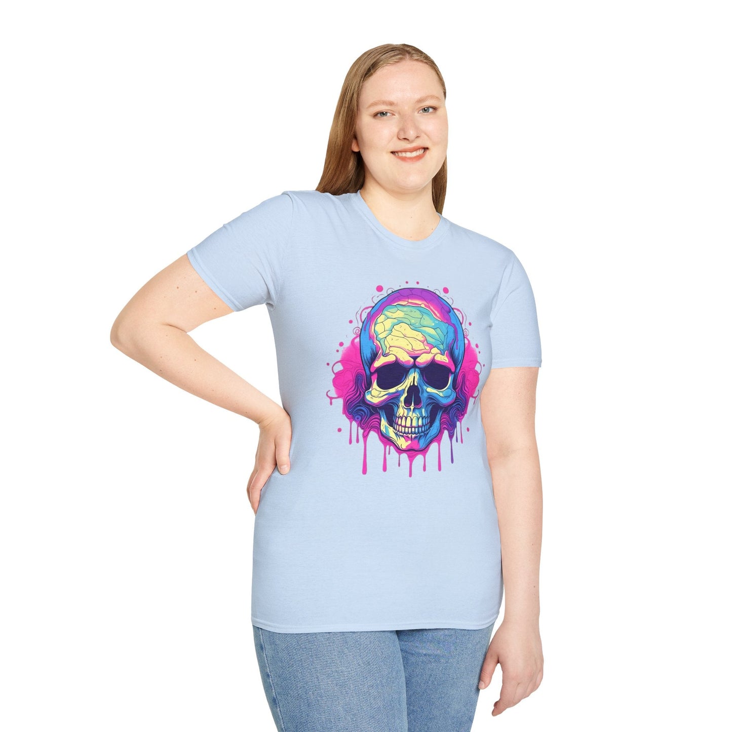 Skull Tee Shirt Unisex Skeleton Design Gildan Softstyle 64000 Ring Spun Cotton Tee