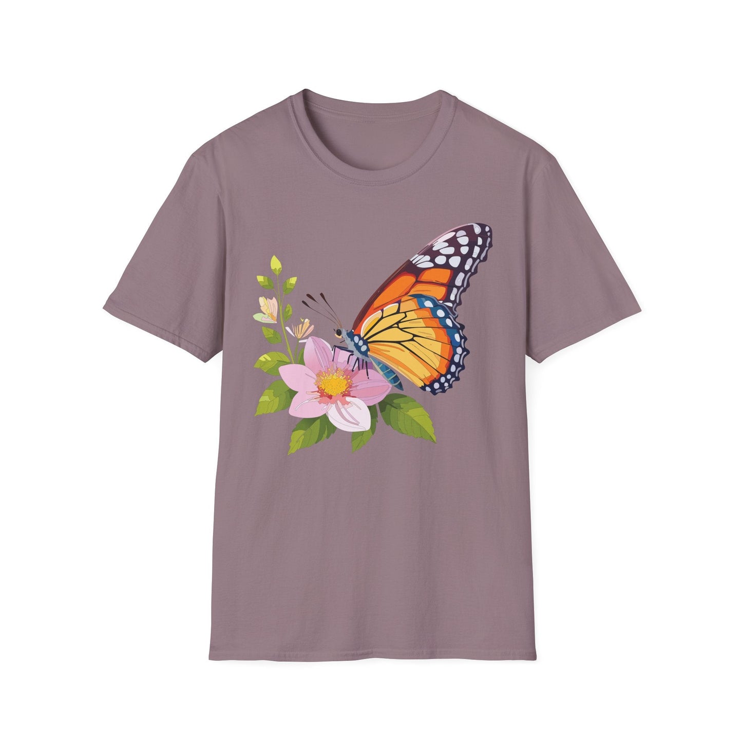 Butterfly T Shirt for Women and Men Monarch Print Softstyle Unisex Gildan 64000 Tee