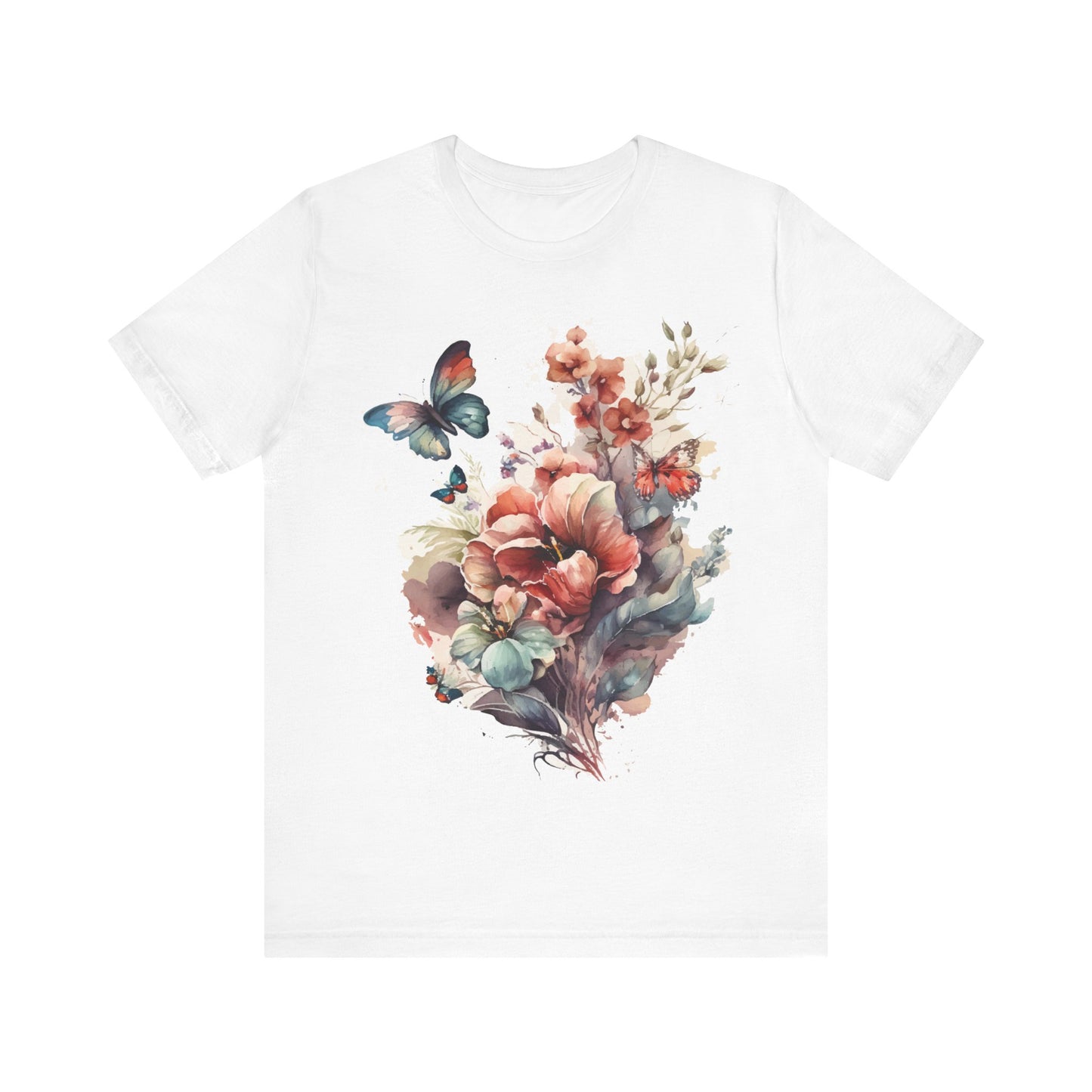 Cotton Tee Shirt with Butterfly Prints