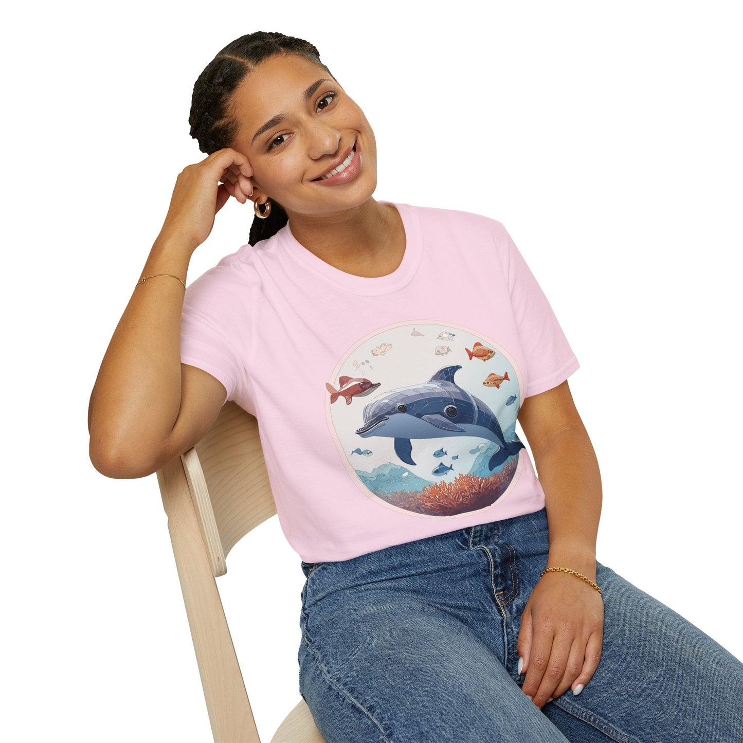 Dolphin Shirt Unisex Softstyle Tee One Hundred Percent Ring Spun Cotton Lightweight Comfort